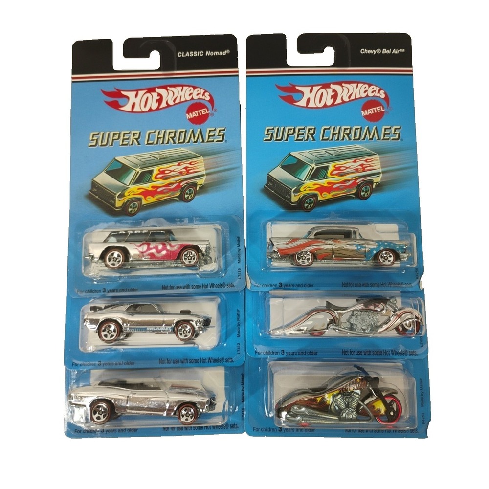 2006 Hot Wheels Super Chromes Redline Tires 6pc Lot Car Motorcycle Redline Tires